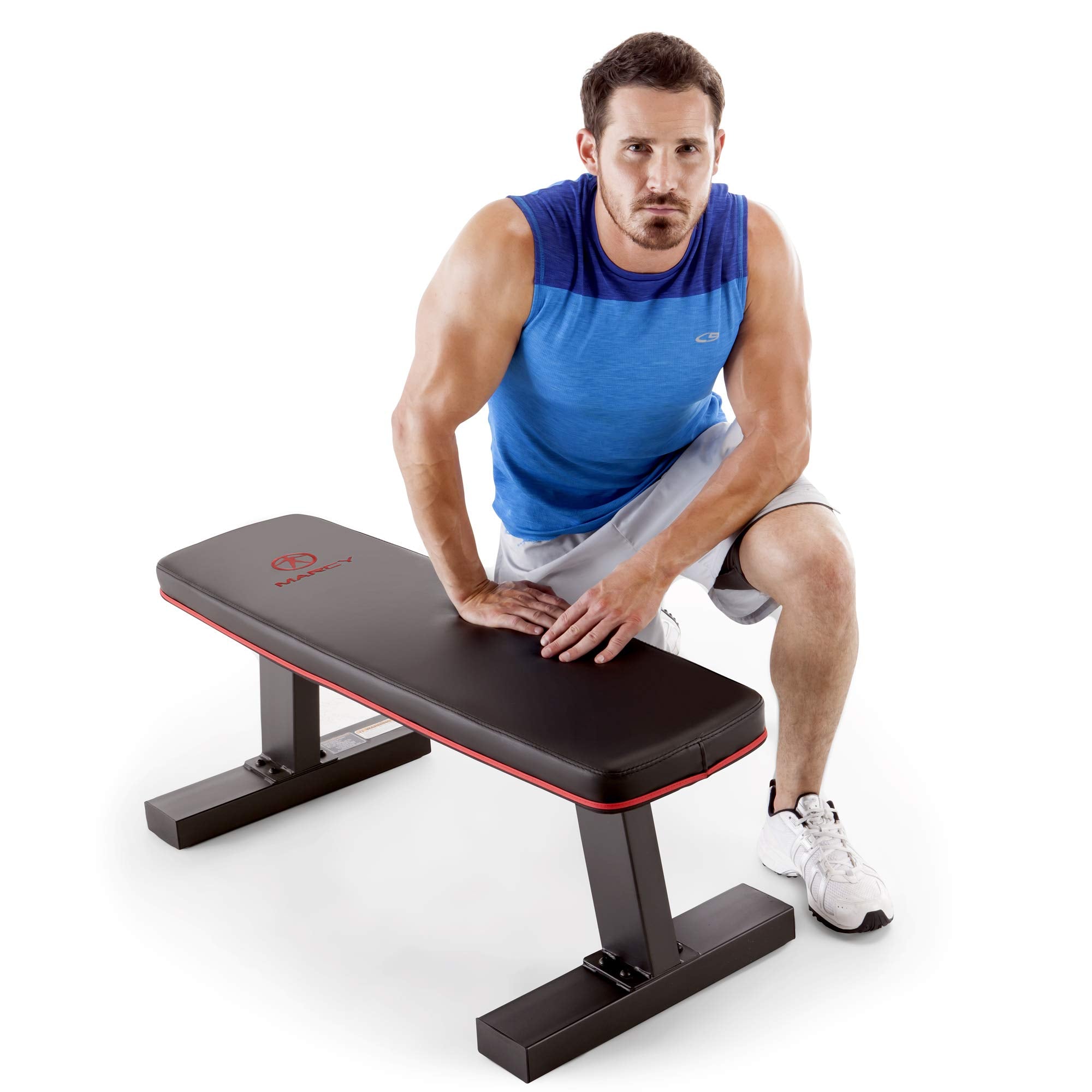 Marcy Deluxe Versatile Flat Bench Workout Utility Bench With Steel Frame Sb-10510, Black, 19.00 X 17.00 X 44.00 Inches