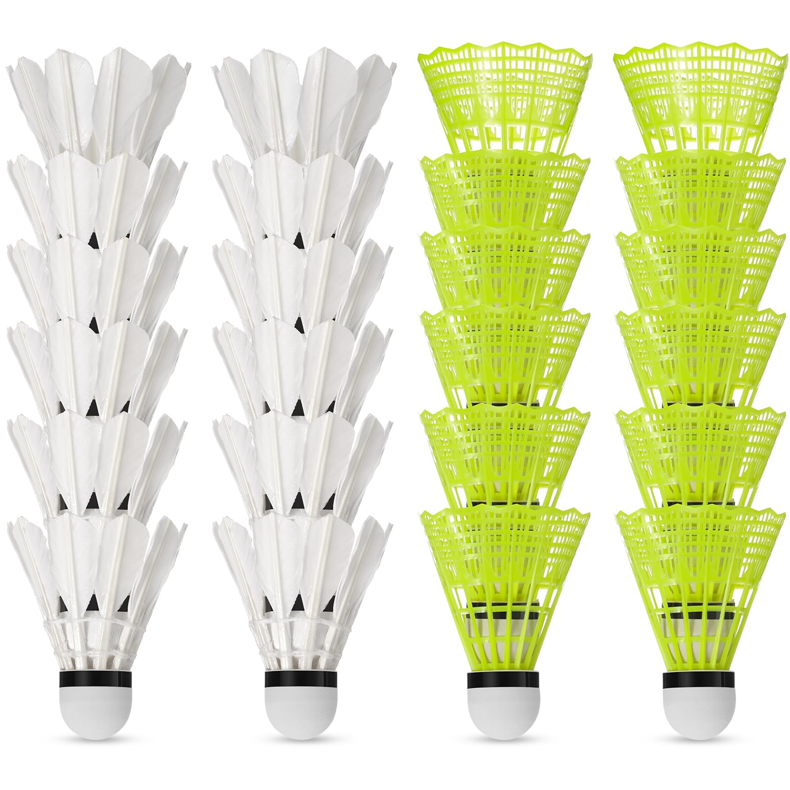 Soulchen 24 Pack Badminton Shuttlecocks Badminton Birdies Plastic Training Balls with Storage Tube for Indoor Outdoor Sports (Go