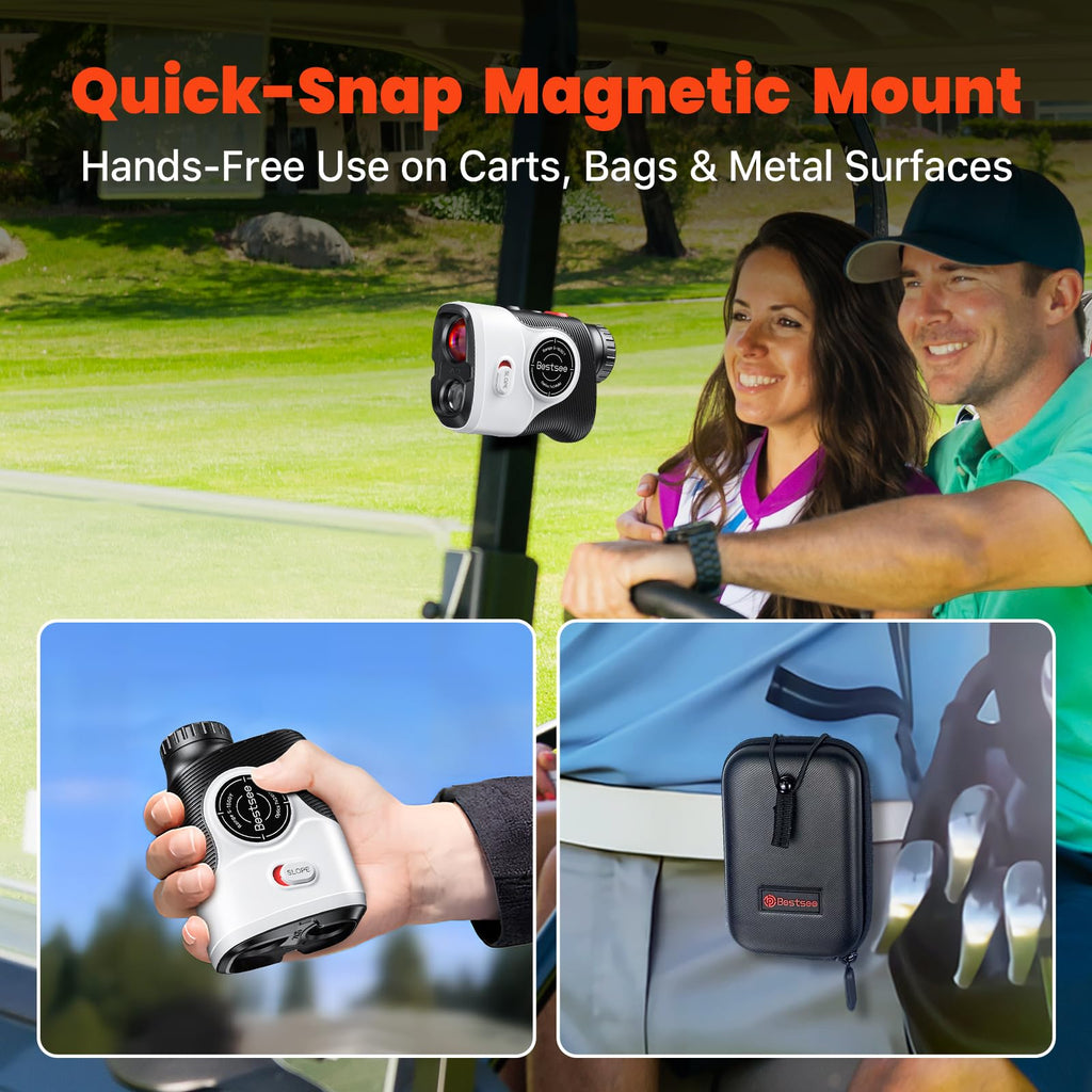 Bestsee Golf Laser Rangefinder With Slope, 1500Y Range Finder, 0.3S Flagpole Locking Vibration, 7X Magnification, Magnet Stripe,