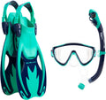 Cressi Tinetto Rocks Dry Set Snorkeling Sets, Aqua Green/Blue, S/M