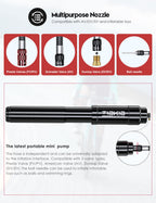 Tiakia Mini Bike Pump,Portable Compact Bicycle Pump,High Pressure Frame Pump 260Psi- Air Hand Pump Fit Presta, Schrader & Woods