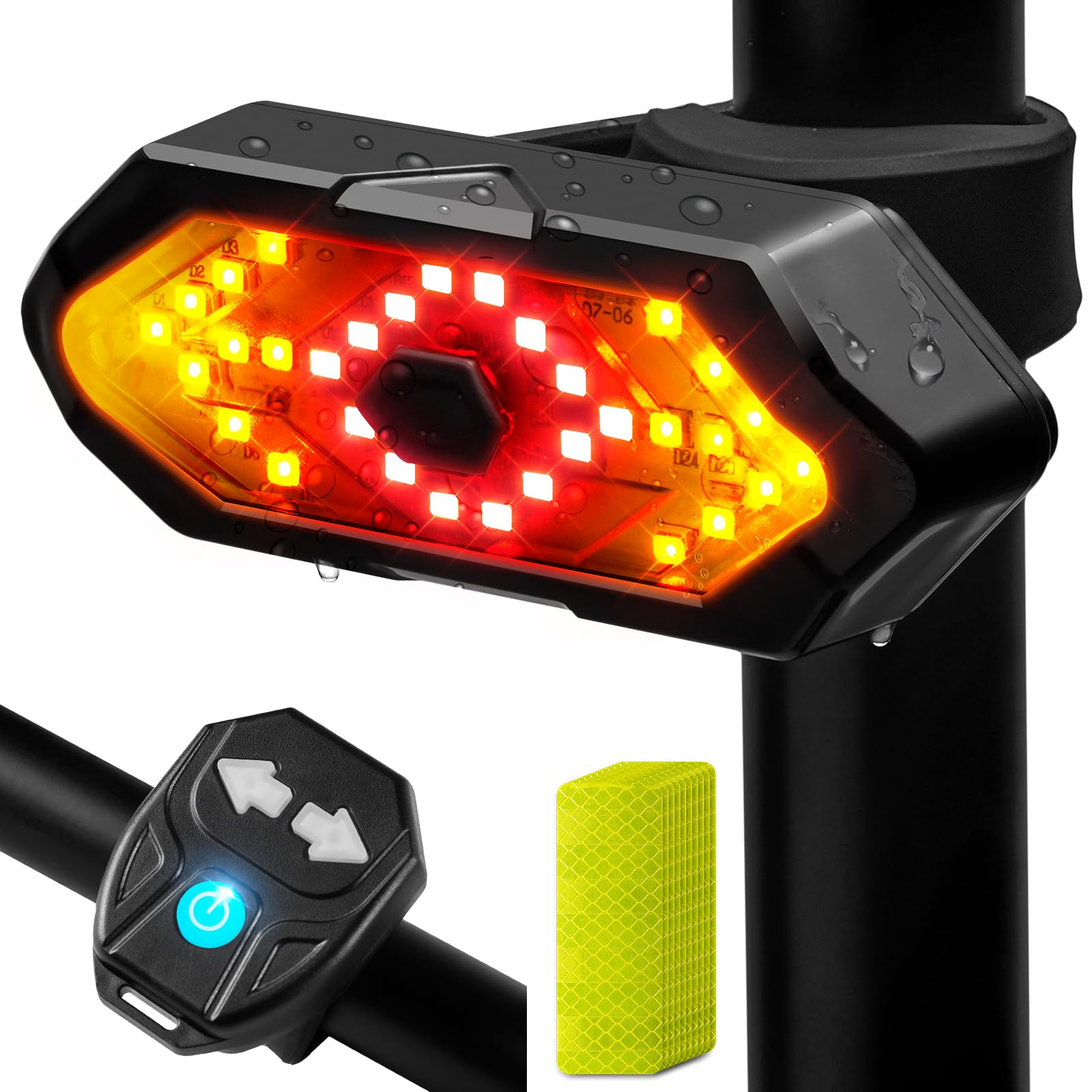 Hcikoat Bike Tail Light with Turn Signals USB Rechargeable Bike Turn Signals 120 Lumens Ultra Bright LED Turn Signals for Bicycl