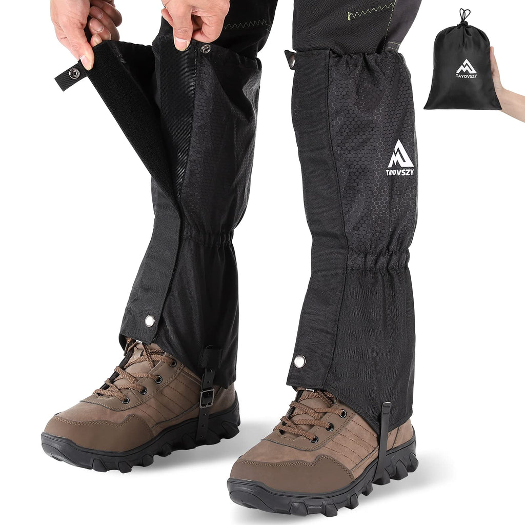 Gaiters For Women And Men Waterproof And Breathable, Adjustable Lightweight Gaiters For Hunting, Mountaineering, Snow Boots (Bla