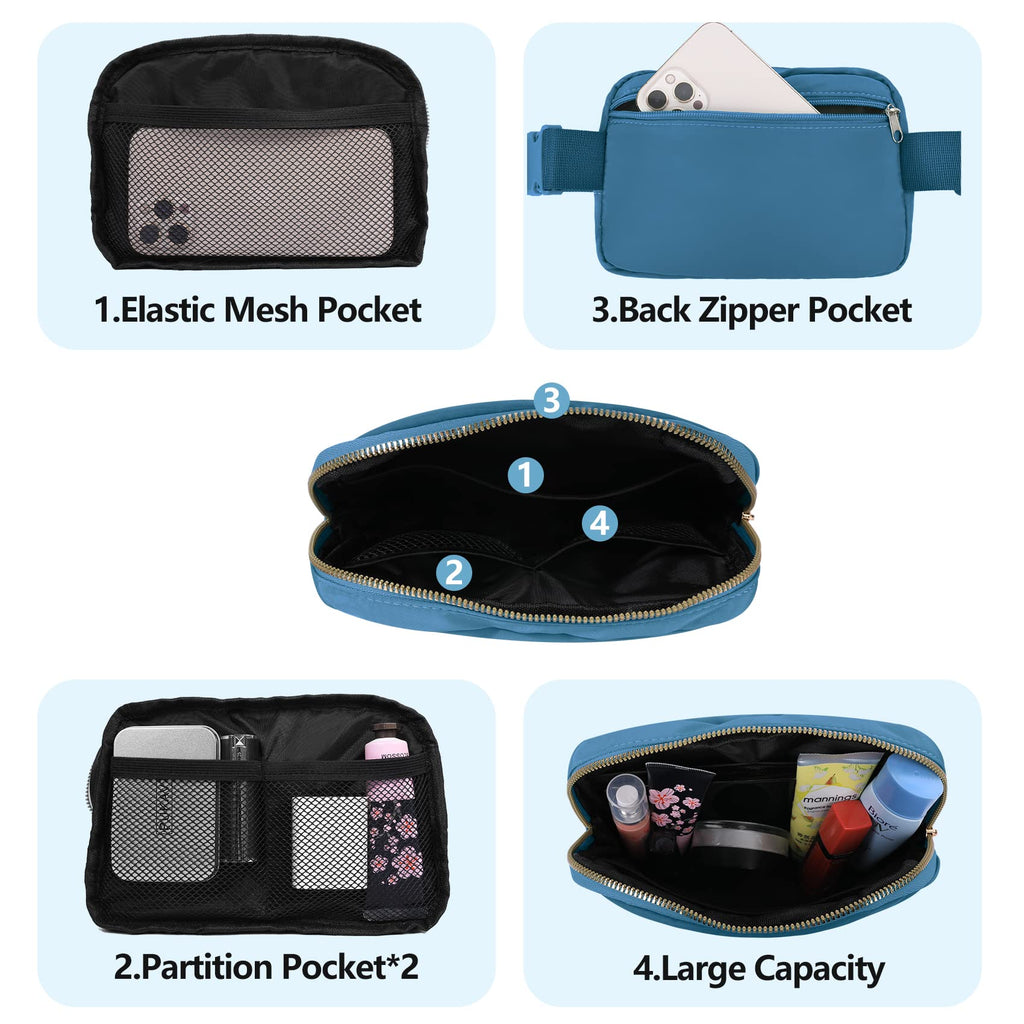 Vorolo Fanny Pack Christmas Gift For Women And Men Crossbody Bag Belt Bag Bum Bag With Adjustable Strap For Sports Blue