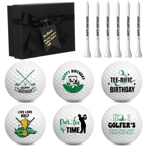 Arrowbash 6 Pack Birthday Golf Balls for Men Birthday Golf Gifts with 6 Tees and Gift Box for Coworkers Golfers Dad Husband
