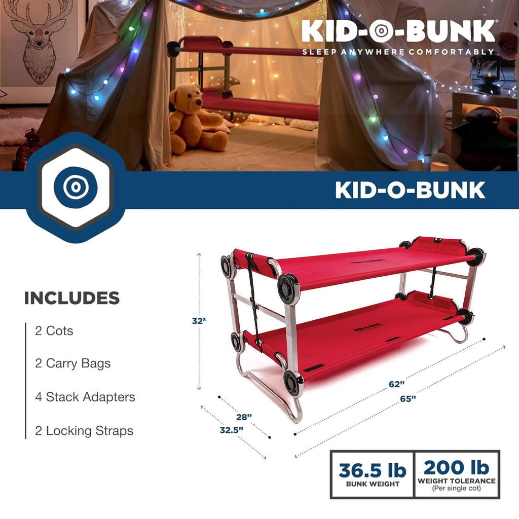 Kid-O-Bunk With 2 Side Organizers, Red