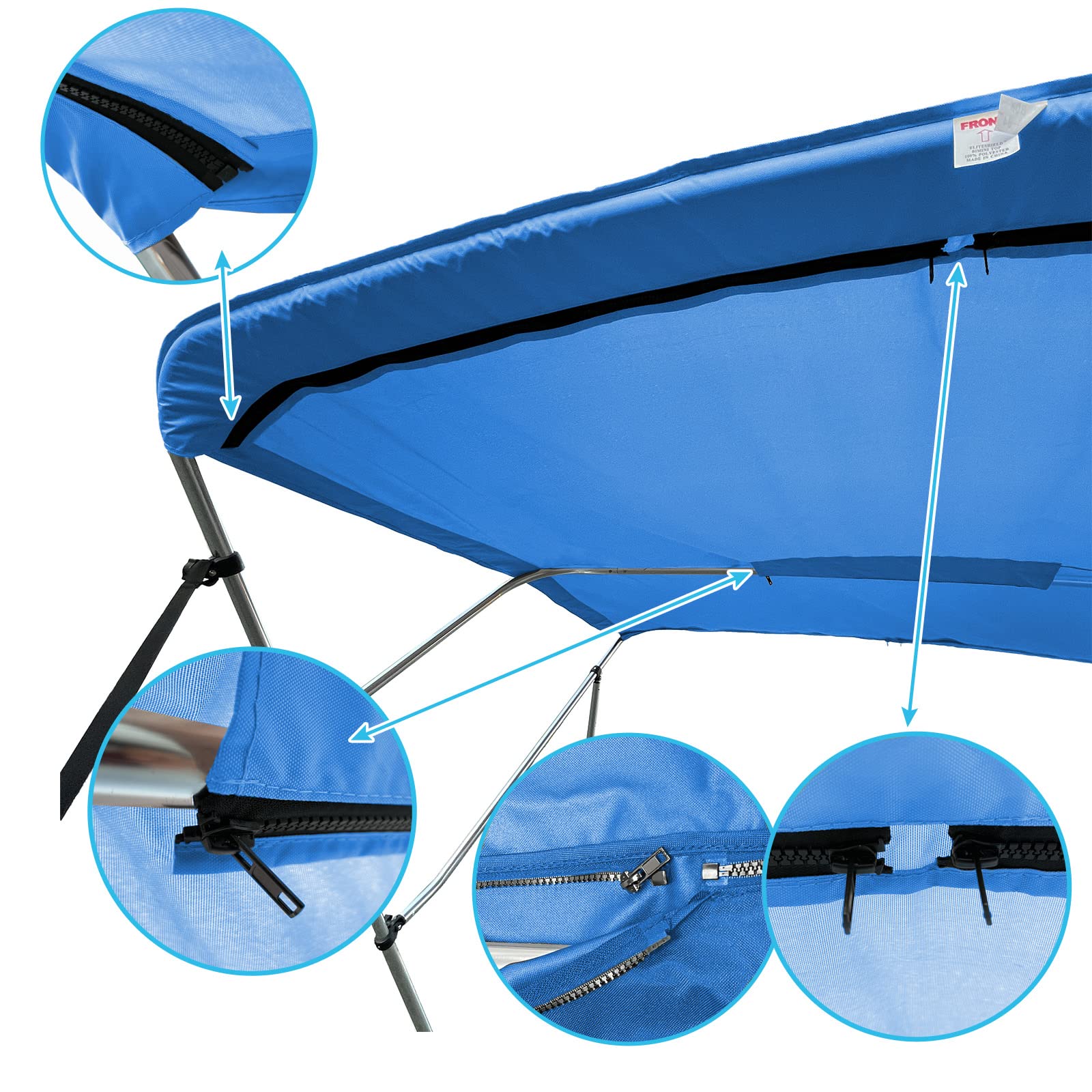 Savvycraft 4 Bow Bimini Replacement Top Canvas Cover 4 Bow 96'' L 67''-72'' W Blue Color