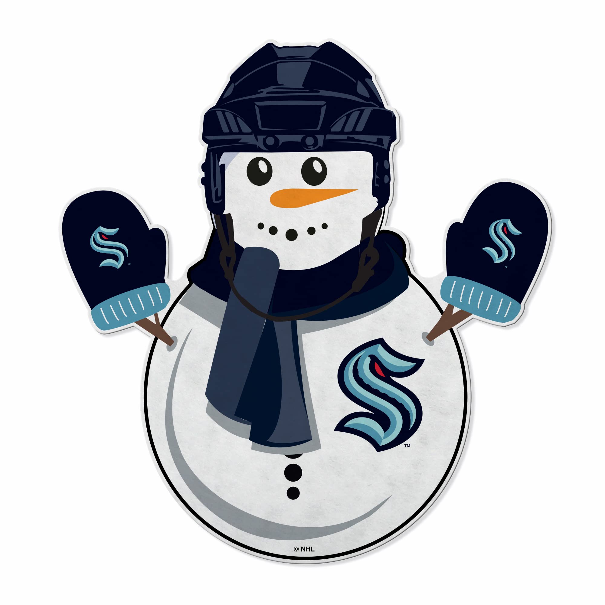 Rico Industries Nhl Hockey Seattle Kraken Snowman Shape Cut Pennant - Home And Living Room D  Cor - Soft Felt Ez To Hang