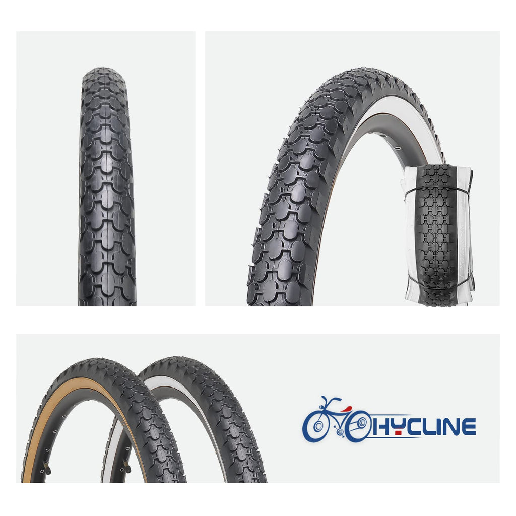 Hycline Bike Tire,24''X2.125''Folding Replacement Tire For Beach Cruiser Bicycle-White