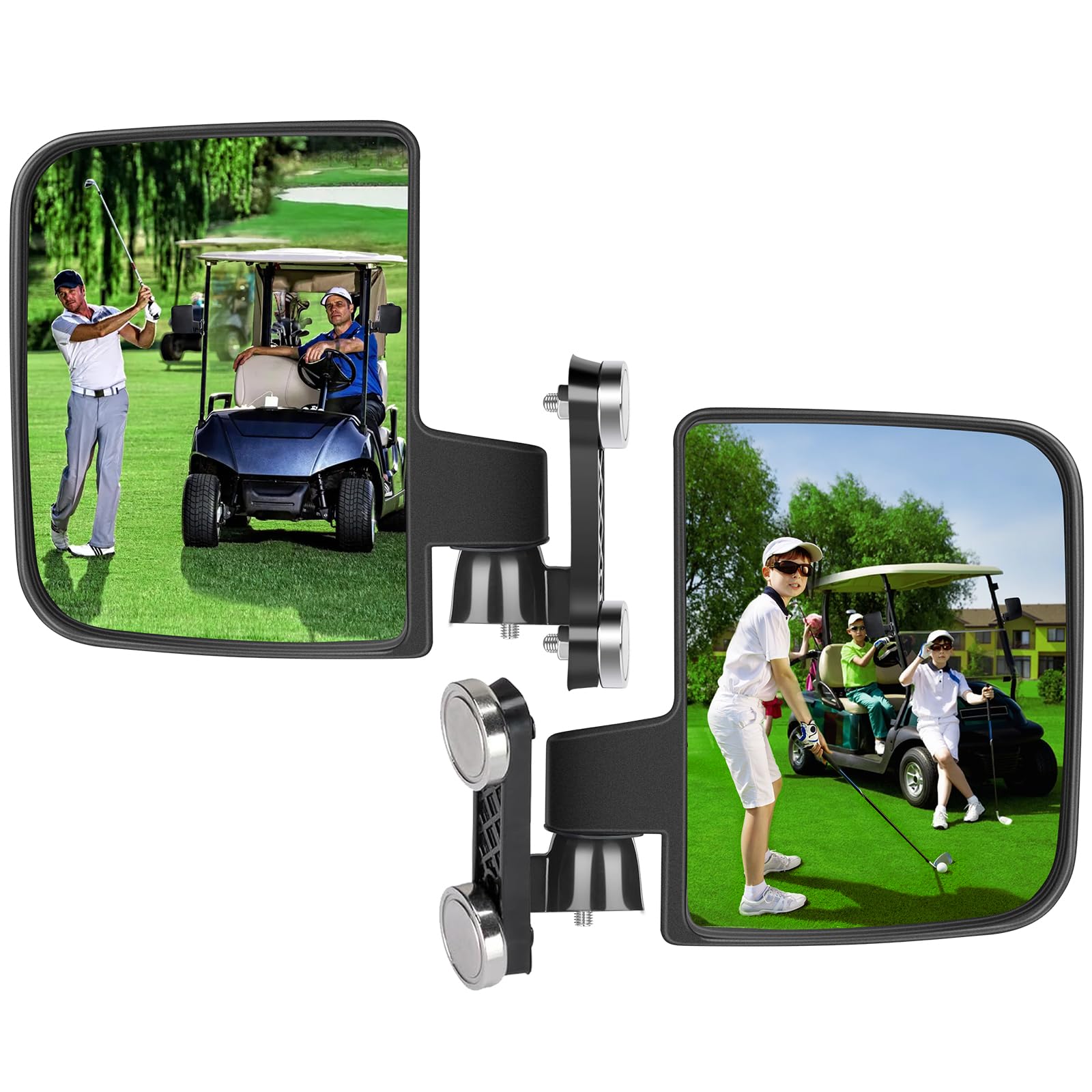 Omgro No Drilling Golf Cart Side Mirrors for EZGO Club Car Yamaha, Strong Magnetic HD Shatterproof Side View Golf Cart Mirrors, 