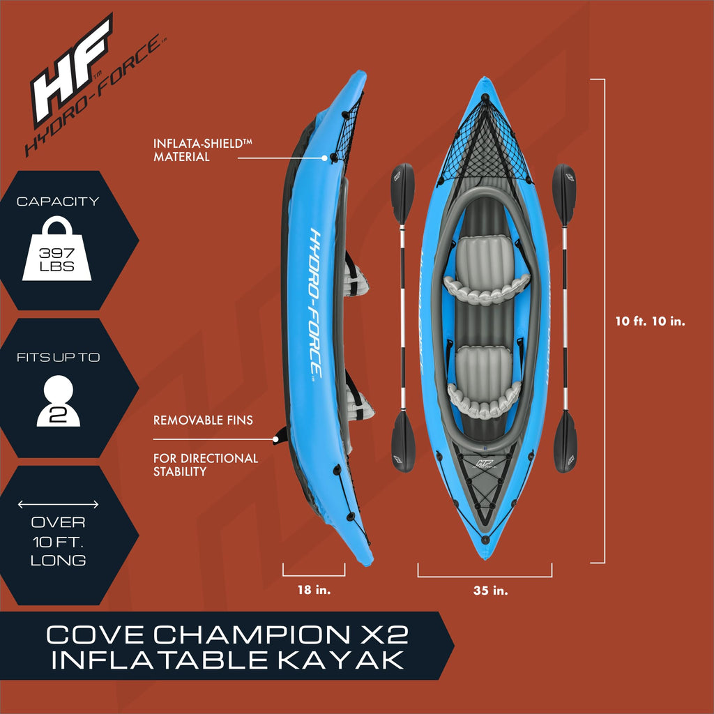 Hydro-Force Cove Champion X2 Inflatable Kayak Set 10