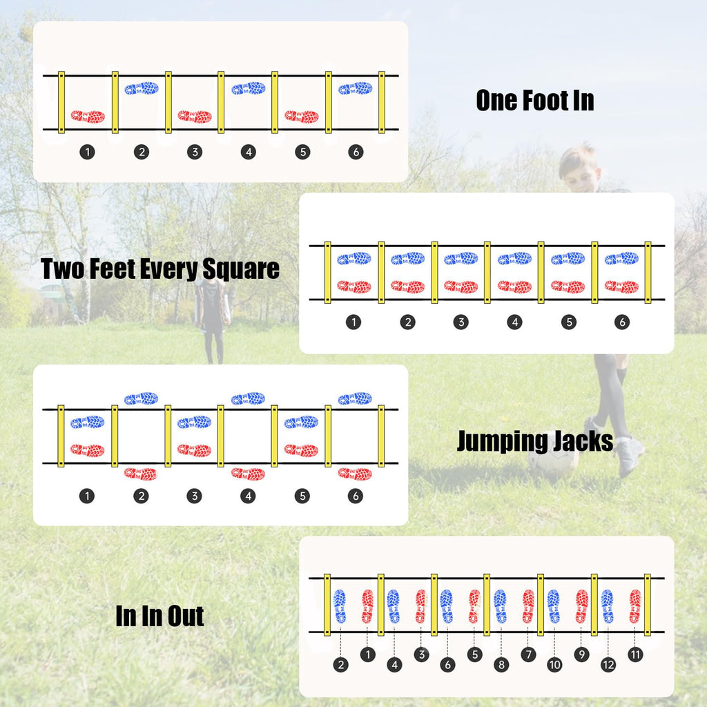 Agility Ladder,Speed Training Equipment Set,20Ft Rungs Speed Ladder,Soccer Cones,Jump Rope, Running Resistance Umbrella,Basketba