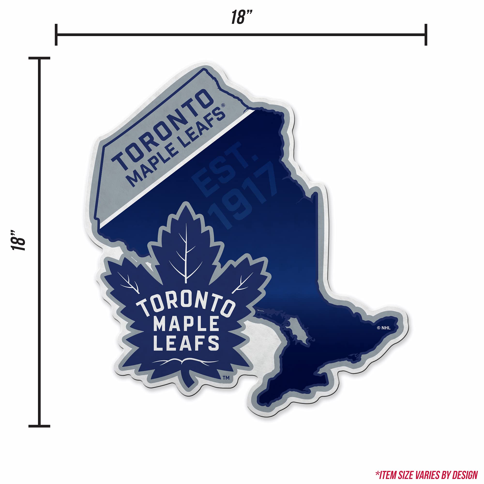 Rico Industries Nhl Toronto Maple Leafs State Shape Shape Cut Pennant - Home And Living Room D  Cor - Soft Felt Ez To Hang