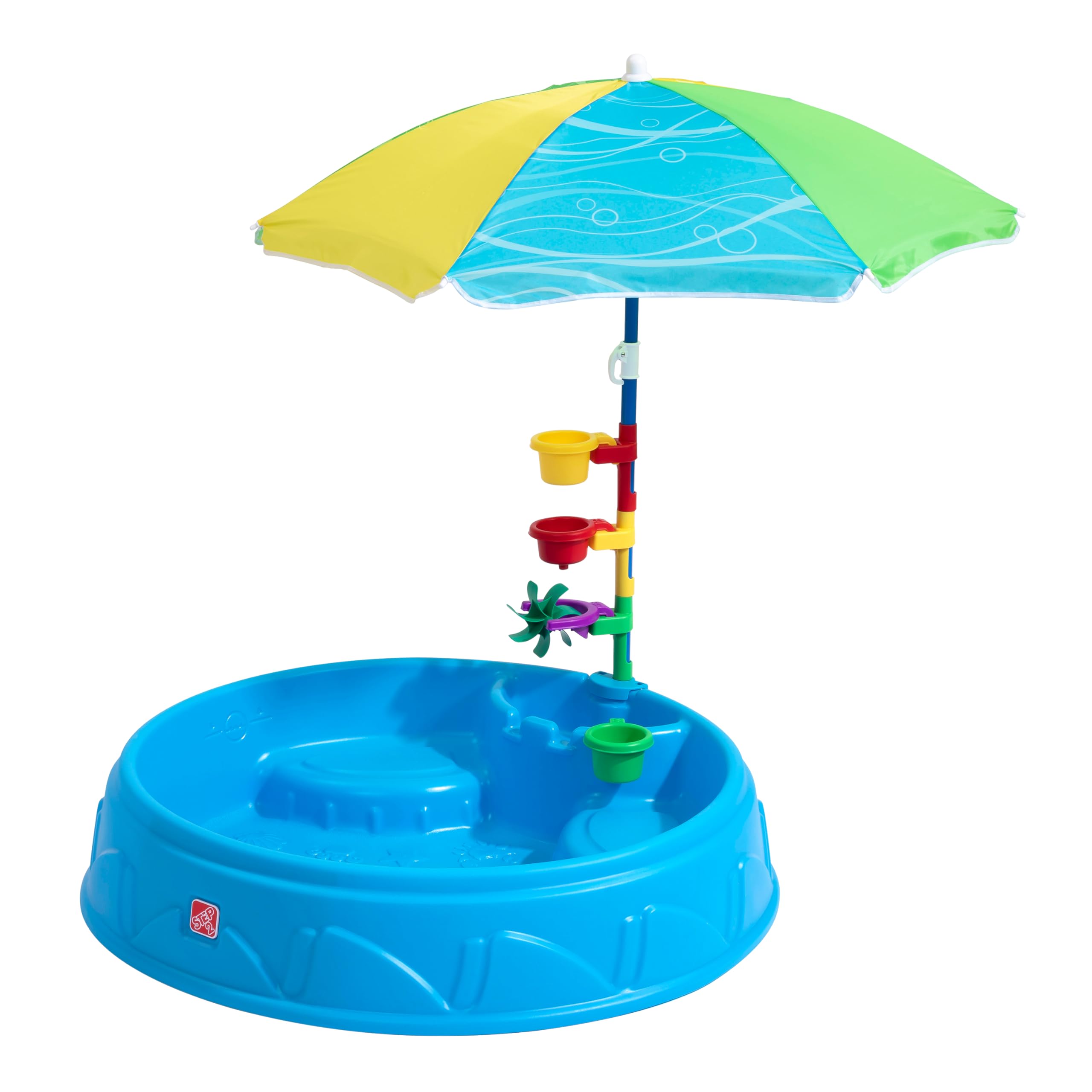 Step2 Play & Shade Pool, Kids Activity Pool With Umbrella, Summer Outdoor Toys, 7 Piece Toy Accessories, For Toddlers 2+ Years O