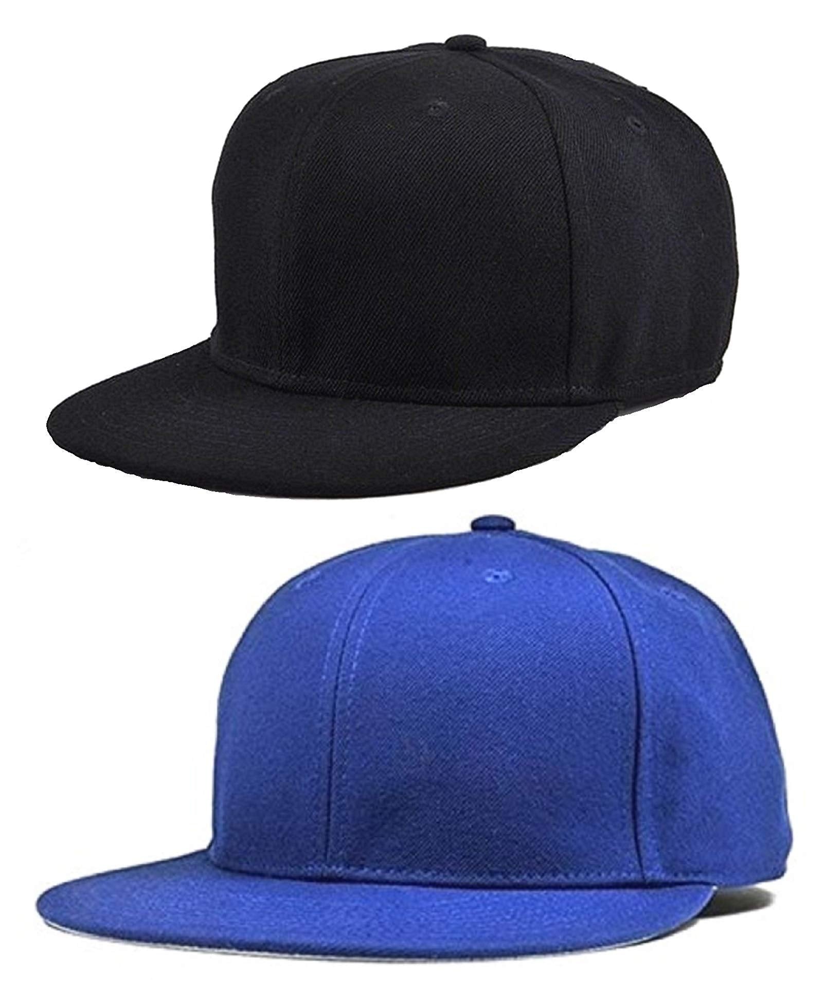 Zacharias MenS Cotton Hiphop Cap Black & Blue Free Size Pack Of 2
