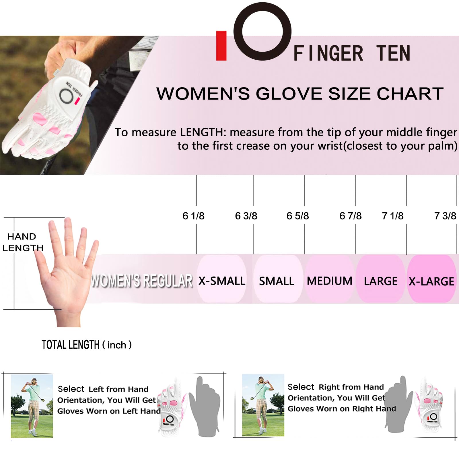 Amy Sport Womens Golf Glove Pair Both Hands Golf Gloves Women Right Handed Golfer Left Hand Ladies Rain Grip All Weather Pink Si