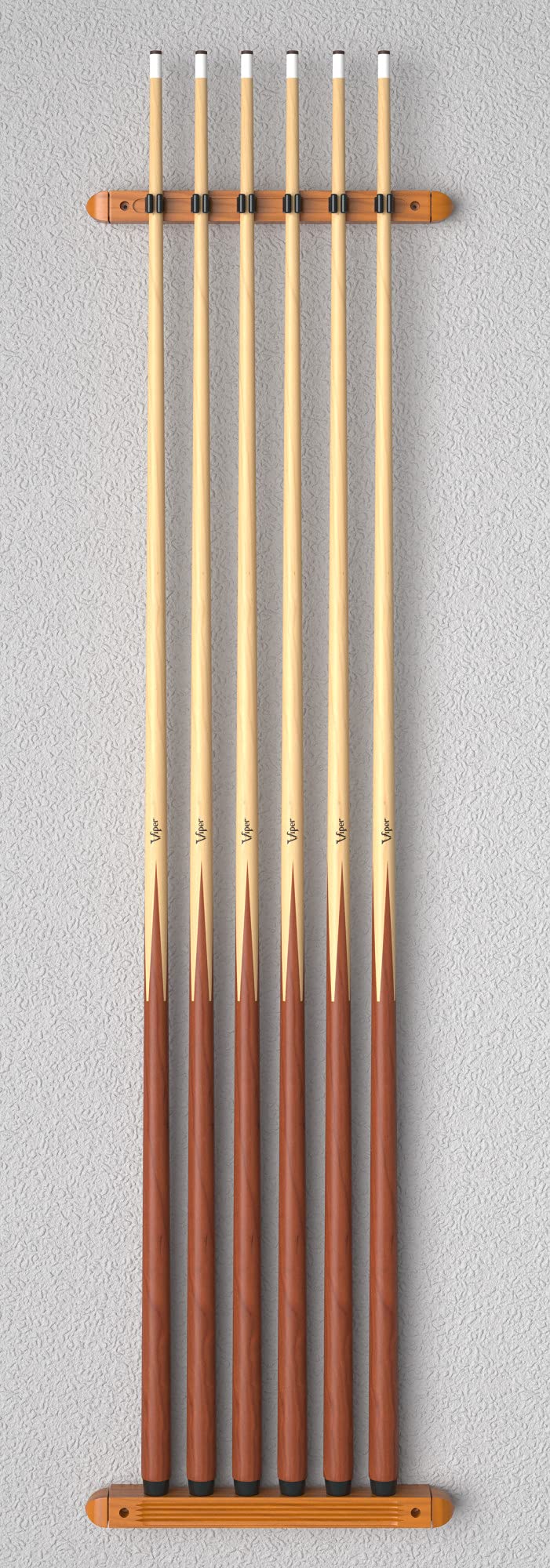 Fat Cat 2-Piece Wall Mounted Hardwood Billiard/Pool Cue Rack, Holds 6 Cues
