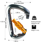 Sepeak Uiaa Ce 30Kn Locking Climbing Carabiner, Professional Heavy Duty Screwgate Clip For Outdoor Climbing, Mountaineering, Rap