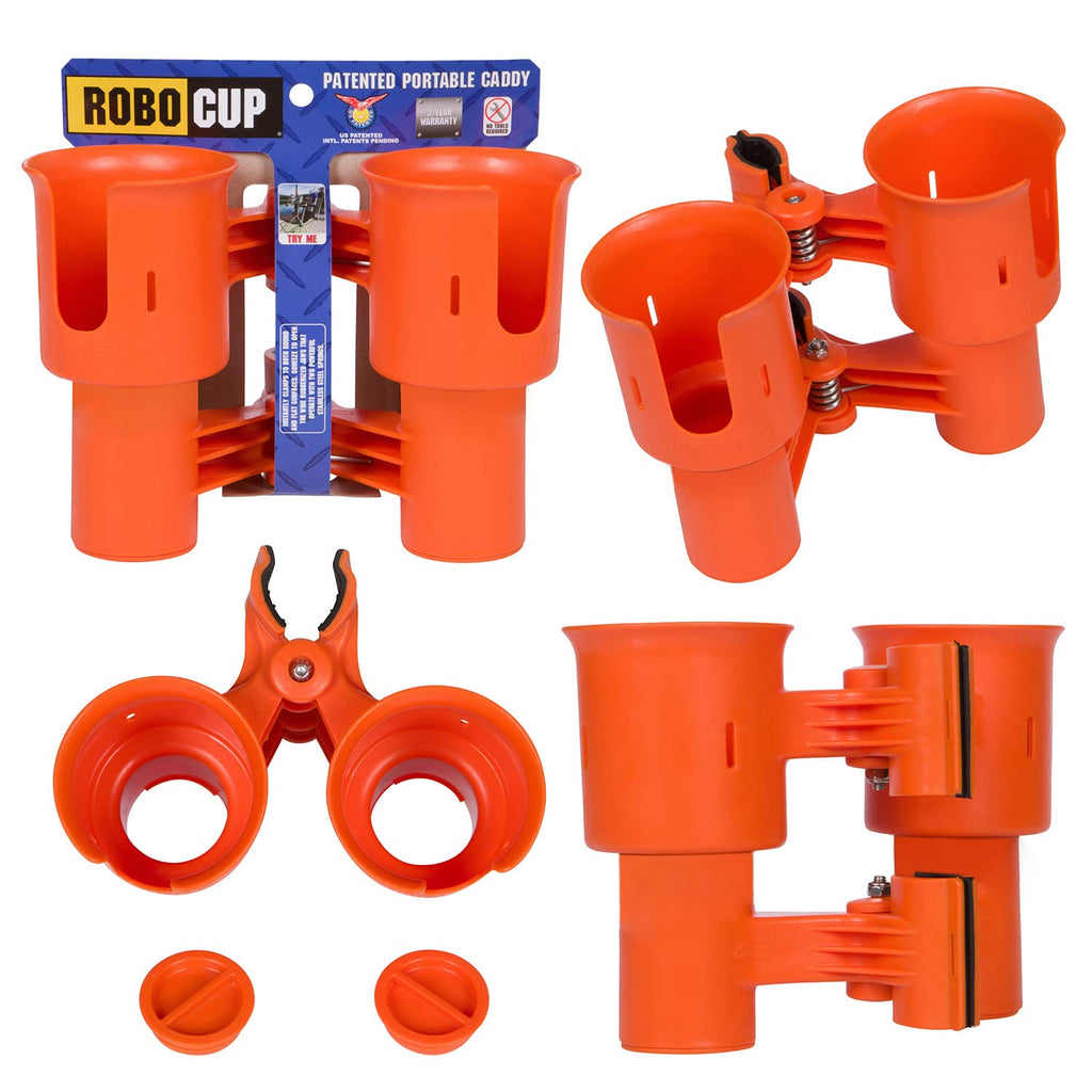 Robocup, Orange, Updated Version, Best Cup Holder For Drinks, Fishing Rod/Pole, Boat, Beach Chair/Golf Cart/Wheelchair/Walker