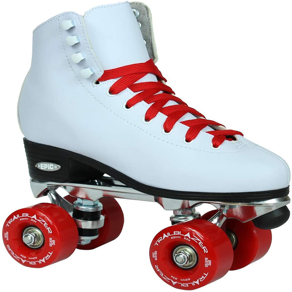 Epic Skates Classic High-Top Quad Roller Skates With Red Wheels, Ladies 8