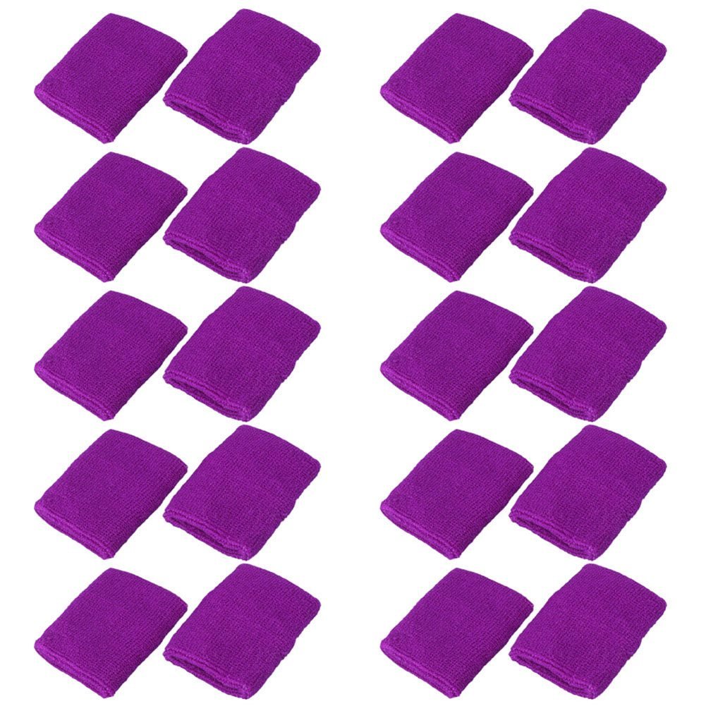 Mallofusa 10 Pack Colorful Sports Basketball Football Absorbent Wristband Party Outdoor Activity (Purple)