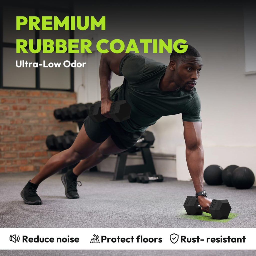 Handbode Hex Dumbbell Rubber Encased Dumbbell Strength Training Hex Dumbbell, Hand Weight For Workout & Exercise/Pair Of 3Lb