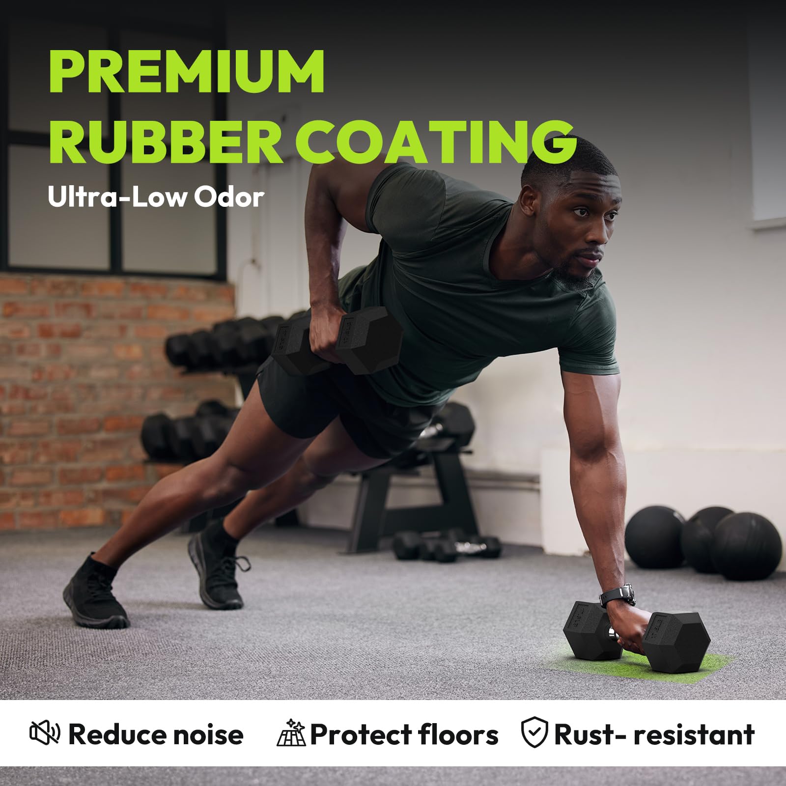 Handbode Hex Dumbbell Rubber Encased Dumbbell Strength Training Hex Dumbbell, Hand Weight For Workout & Exercise/Pair Of 3Lb