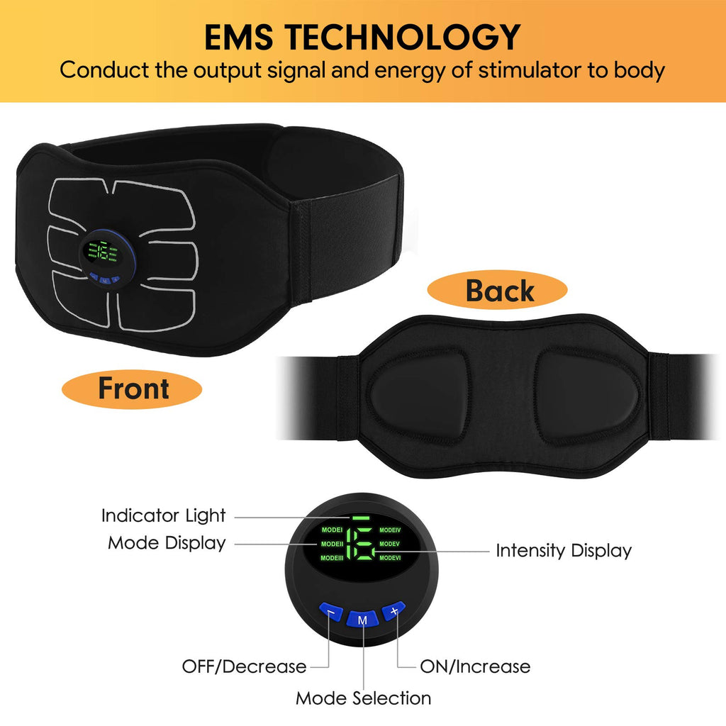 Marcooltrip Mz Abs Stimulator,Ab Machine,Abdominal Toning Belt Workout Portable Ab Stimulator Home Office Fitness Workout Equipm