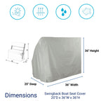 Savvycraft Waterproof Boat Swing Back Seat Cover, Leaning Post, Swingback Cooler Boat Seat Cover 20'' Dx 36'' W X 36'' H Gray