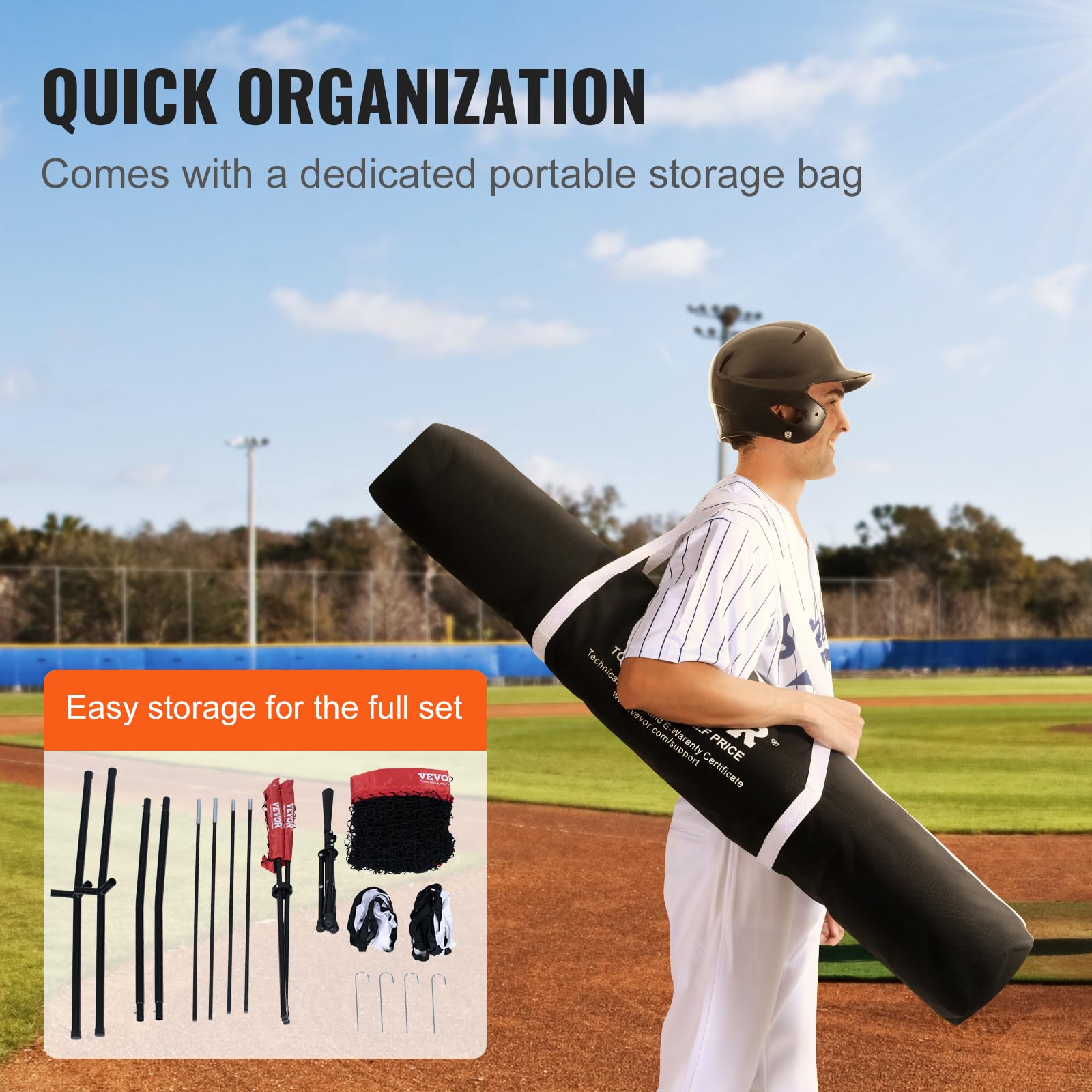Vevor 7X7 Ft Baseball Softball Practice Net, Portable Baseball Training Net For Hitting Catching Pitching, Backstop Equipment Wi
