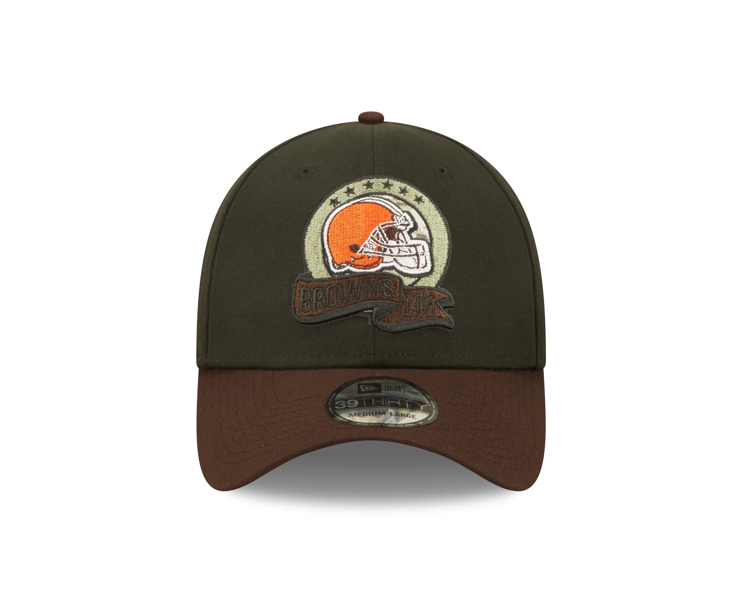 New Era Men'S Black/Brown Cleveland Browns 2022 Salute To Service 39Thirty Flex Hat, Large-X-Large