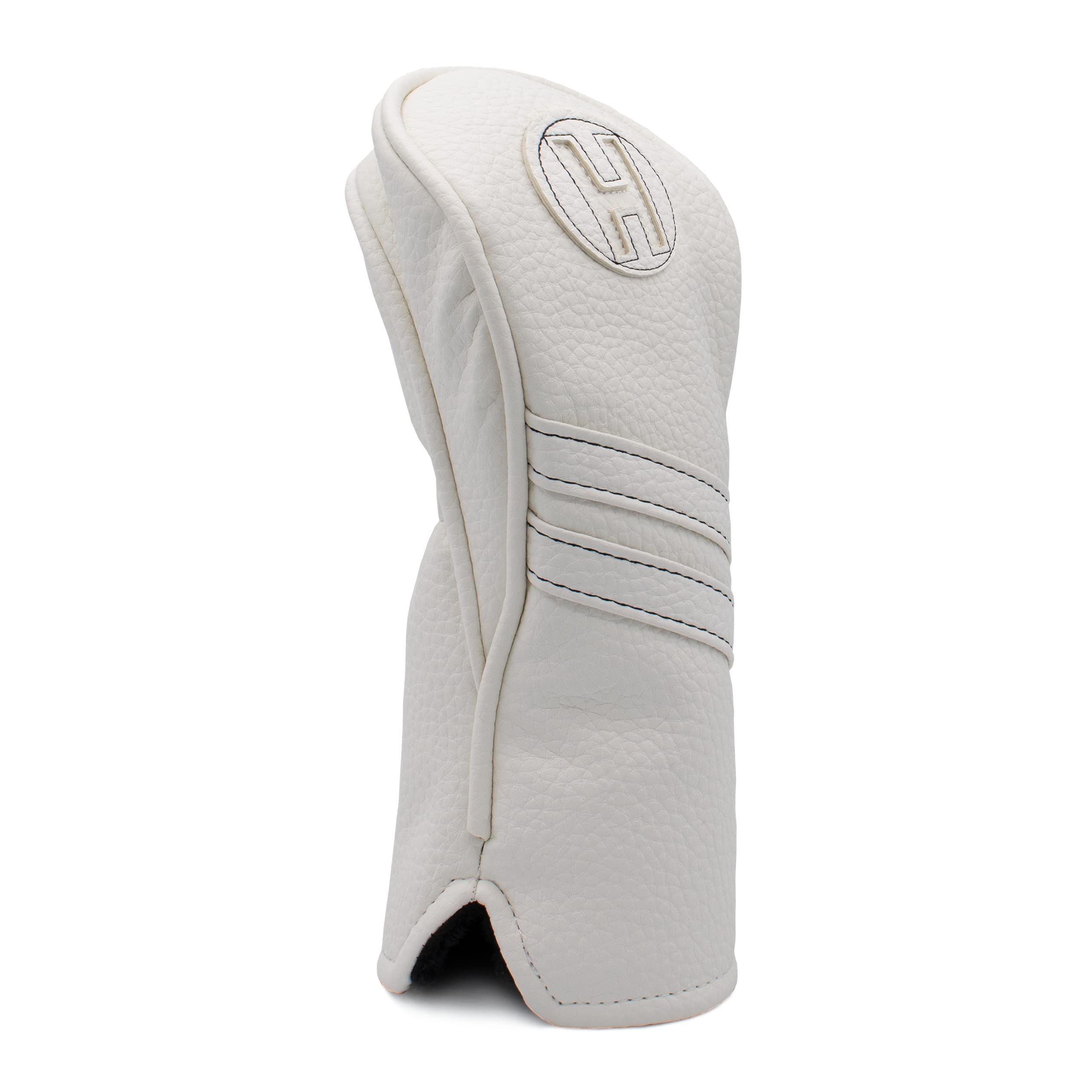 Proactive Sports Vintage Golf Club Head Covers For Hybrids| H Hybrid Headcover | Classic Leather Look | White/White