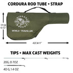 Rigged And Ready World Traveller Rod Reel Case Combination + 2 Tips 215+190Cm (7'+6') Angling Travel Pole. Spin Bait Carp Pike F