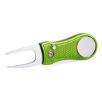 Mile High Life All Metal Foldable Golf Divot Tool With Pop-Up Button & Magnetic Ball Marker (Lime Green Bone)