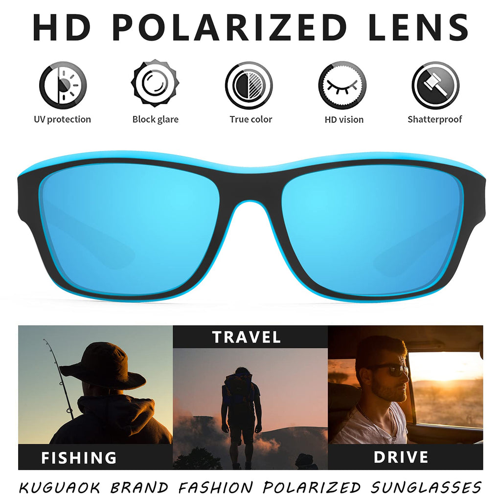 Kuguaok Polarized Sports Sunglasses For Men Driving Cycling Fishing Sun Glasses 100% Uv Protection Goggles