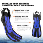 Odoland Kids Snorkeling Packages Snorkel Set, Anti-Fog And Anti-Leak Dry Top Snorkel Mask With Adjustable Swim Fins For Boys And