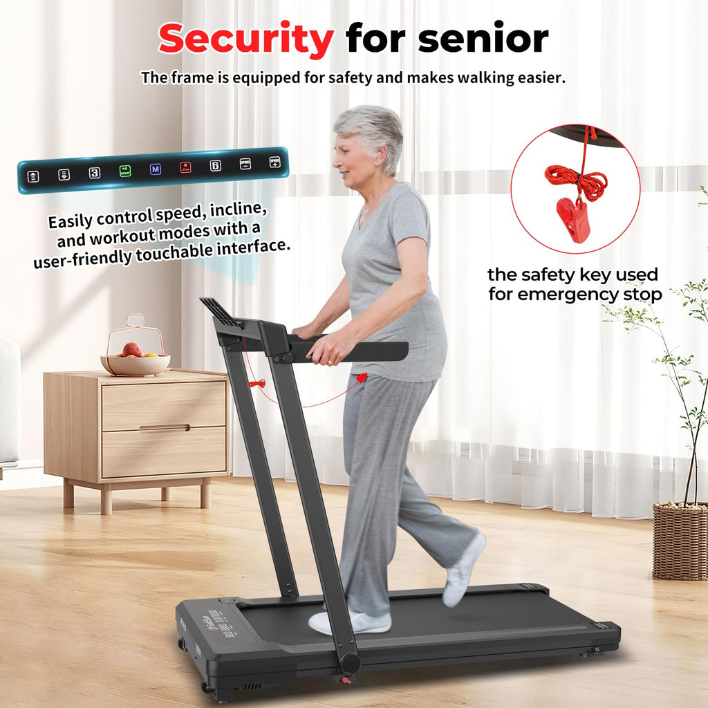 Subsun Pad Treadmill With 9% Incline, 3 In 1 Folding Treadmill For Home/Office With Handle Bar, 2.5Hp Under Desk Treadmills Port