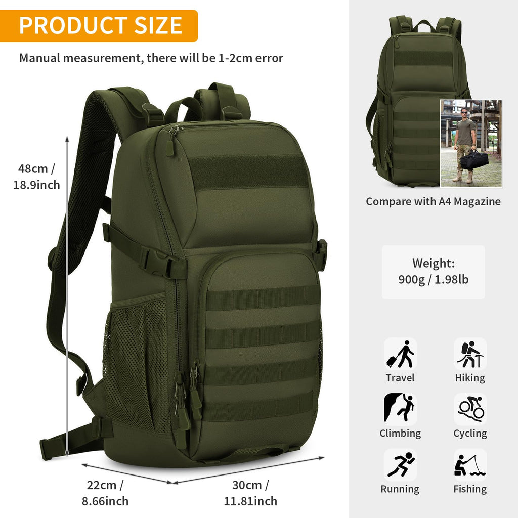 Huntvp Tactical Backpack Military Molle Backpack Hunting Rucksack Gear Assault Pack 25L Wr