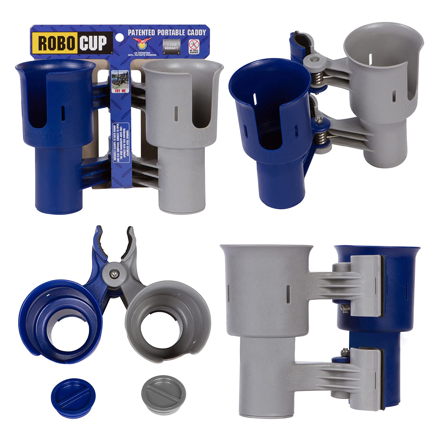 Robocup, Navy&Gray, Updated Version, Best Cup Holder For Drinks, Fishing Rod/Pole, Boat, Beach Chair, Golf Cart, Wheelchair, Wal