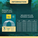 Sf Welded Tapered Leader Fly Fishing With Loop Nylon 7.5Ft Fishing Leader (7X 6 Pack)
