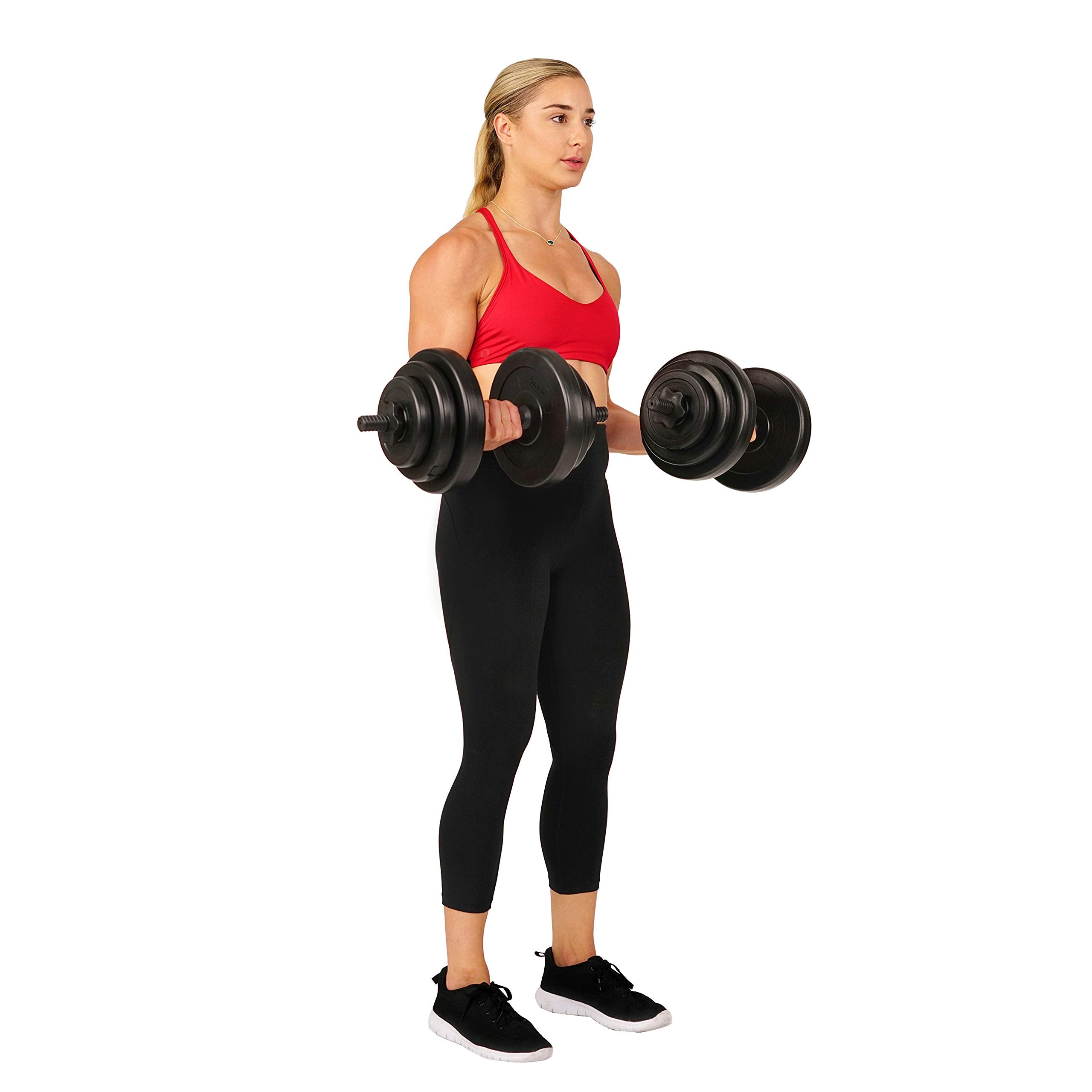 Sunny Health & Fitness Exercise Vinyl 40 Lb Dumbbell Set Hand Weights For Strength Training, Weight Loss, Workout Bench, Gym Equ