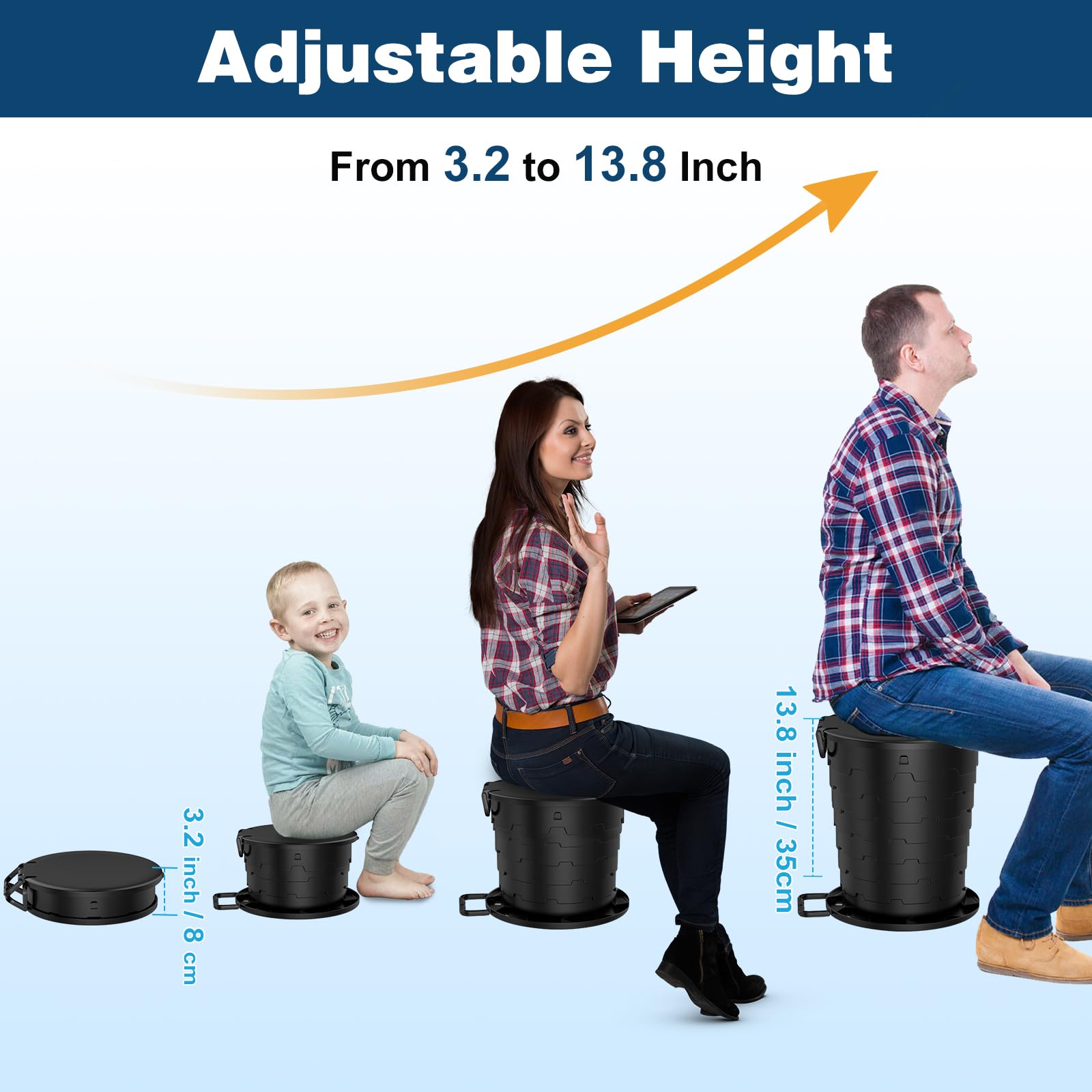 Pahtto Portable Toilet For Adults, Retractable Porta Potty For Camping, Fishing, Rv Travel, Road Trips With Toilet Paper Holder