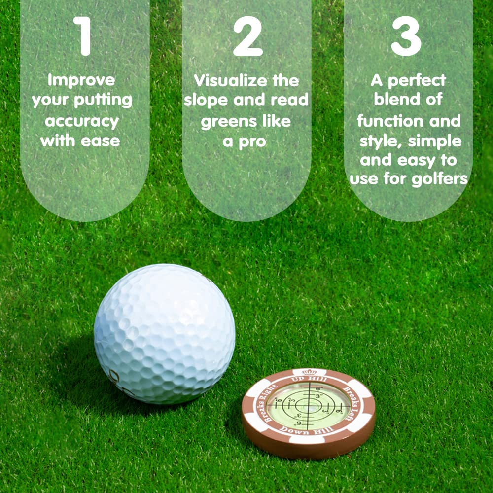 Slopemaster Progreen Reader - Golf Hat Clip Ball Marker With High Precision Green Reading Aid Golf Accessories For Men Women(Bro