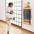 Tilhumt 12 Belts Karate Belt Display Rack With Photo Shelf, Felt Taekwondo Belt Display Holder Martial Arts Belt Display For Kid