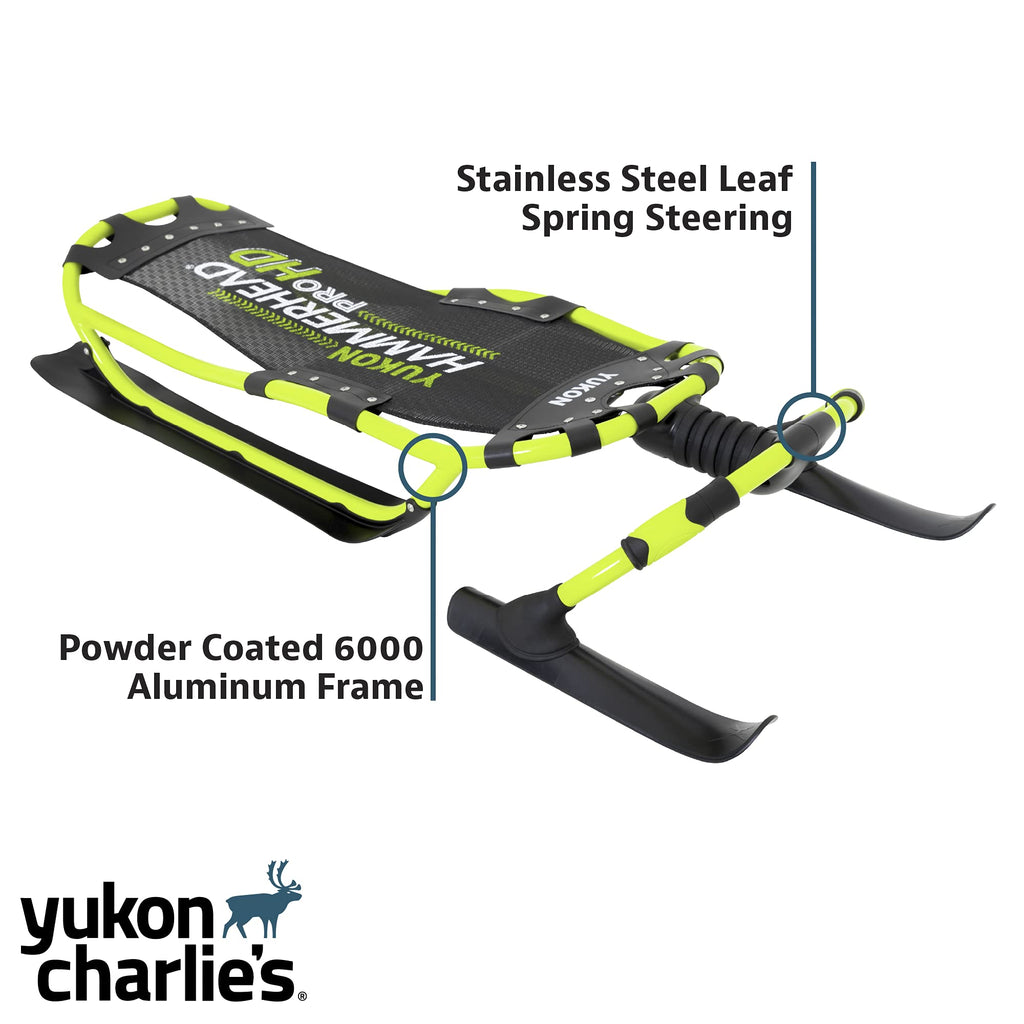 Yukon Charlies Hammerhead Pro HD Sled, Single Rider, Speed and Steering Control, 52-inch x 22-inch, for Ages 13+