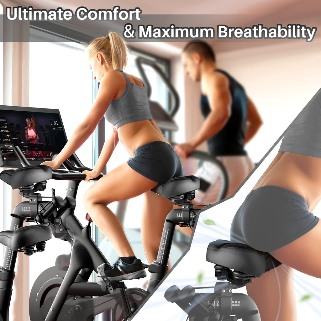 Oversized Comfort Seat Cushion Compatible With Peloton, Spin Bike, Road Or Exercise Bikes, Bicycle Wide Saddle Replacement For M