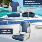 Goplus Low/High Back Boat Seats, Folding Boat Seat With Stainless Steel Screws & Aluminum Hinges, Thickened Sponge Padding, Wate