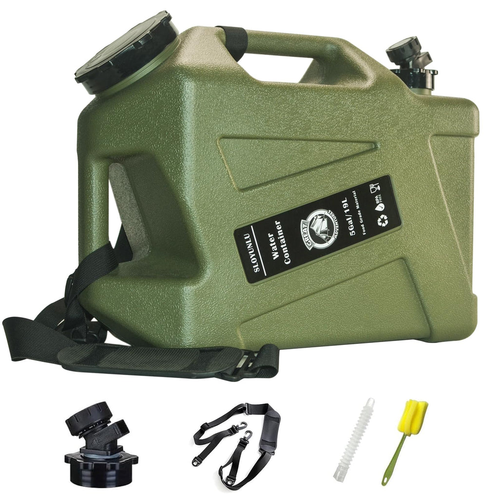 5 Gallon Water Jug With Spigot, Bpa Free Leak-Proof Camping Water Container, Portable Emergency Water Storage For Outdoor Hiking