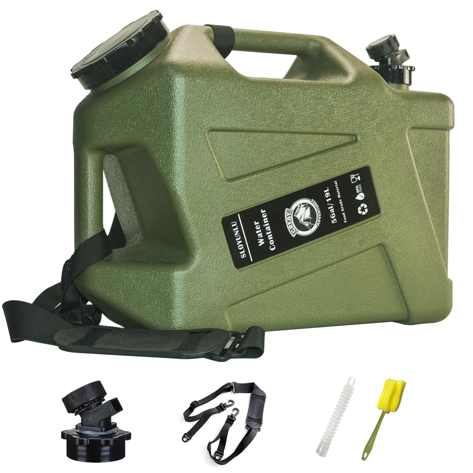 5 Gallon Water Jug With Spigot, Bpa Free Leak-Proof Camping Water Container, Portable Emergency Water Storage For Outdoor Hiking