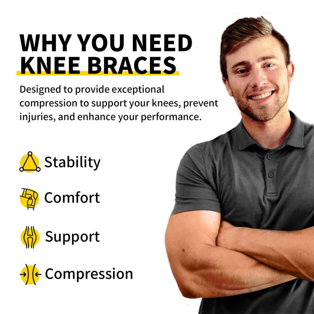 Cambivo 2 Pack Knee Braces For Knee Pain, Knee Compression Sleeve For Men And Women, Knee Support For Meniscus Tear, Running, We
